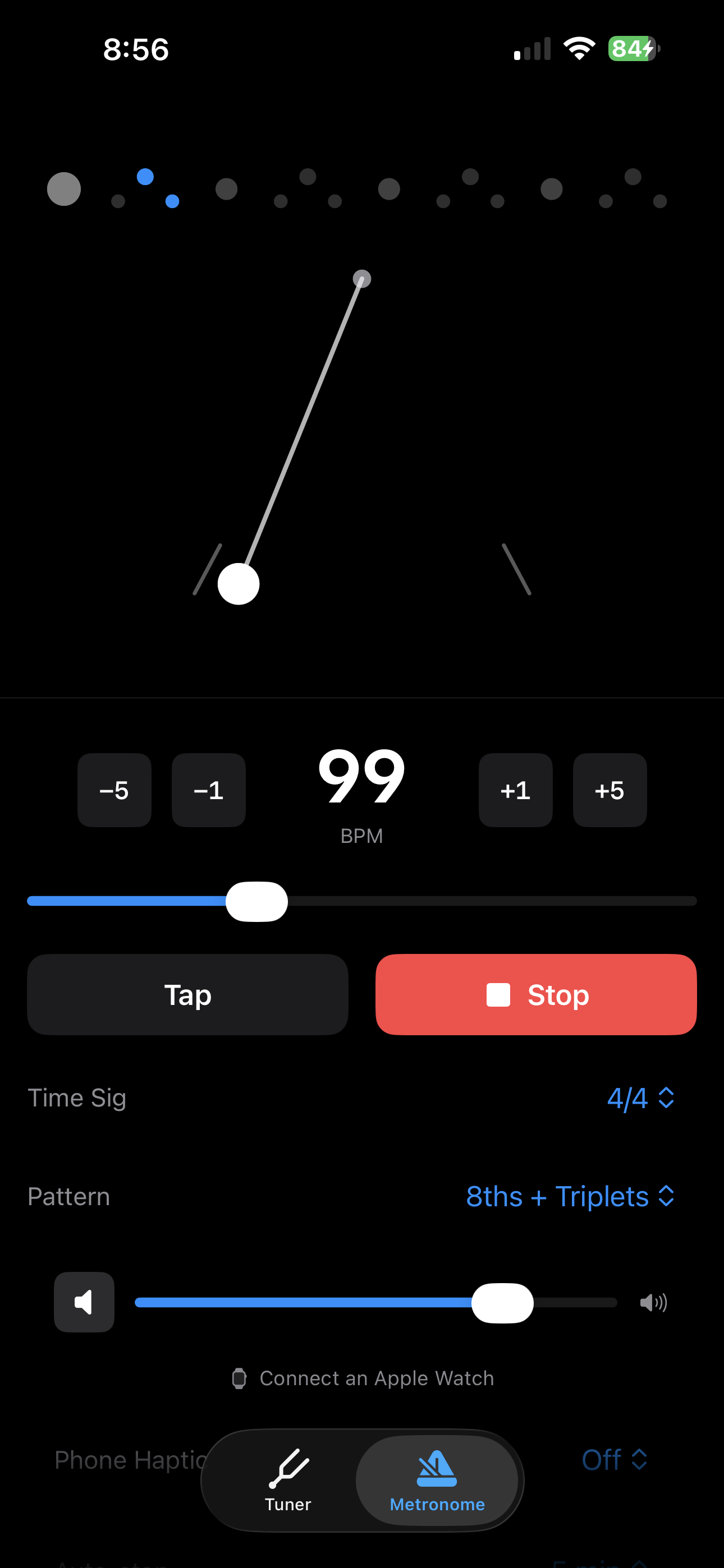 LochTone metronome screen